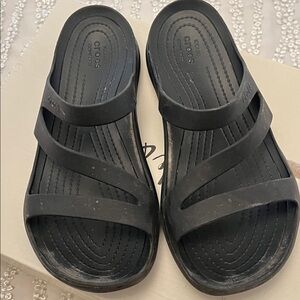 CROCS Black Strappy Slide Sandals